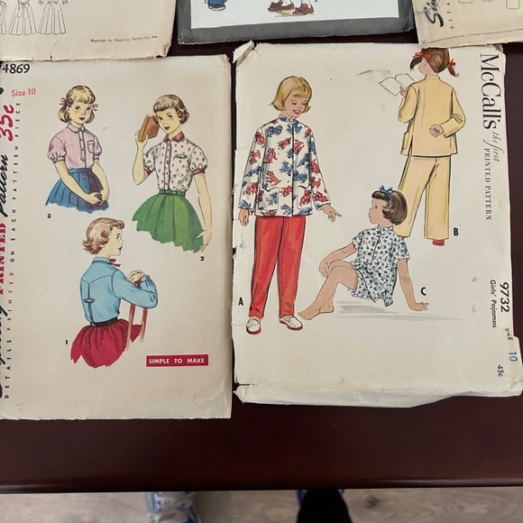 6 Vintage Girls Sewing Patterns Dresses PJ's Skirts Tops Pants Size 10 - Picture 2 of 6